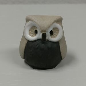Vintage Miniature Pottery Owl Clay Painted Glazed Owl Mini Figurine 1.5"Tall